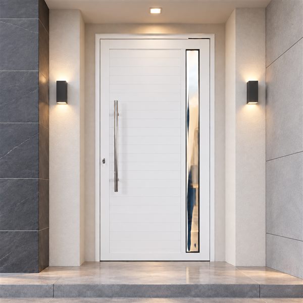 Porta branca com visor de vidro